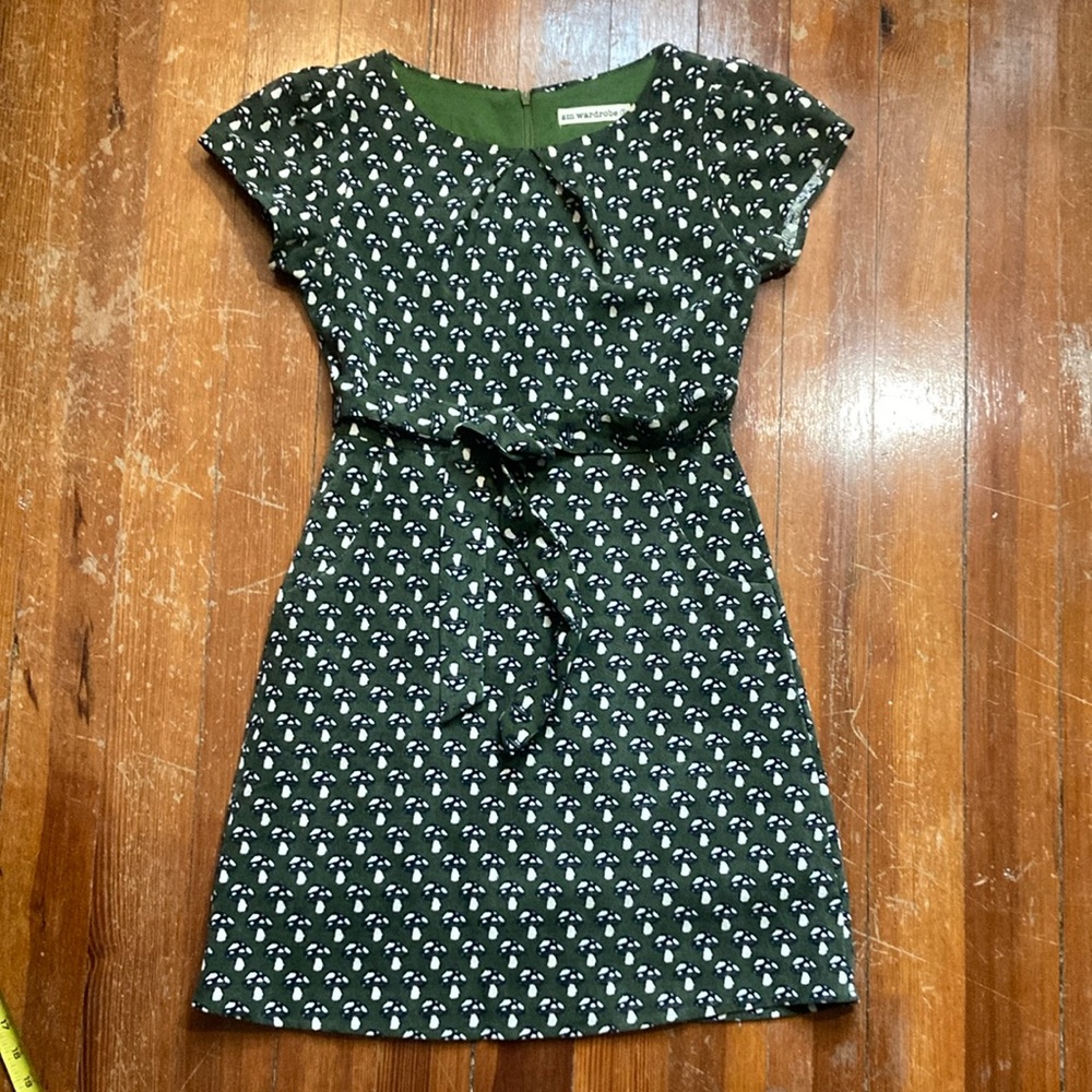 sm wardrobe green mushroom print dress, size s